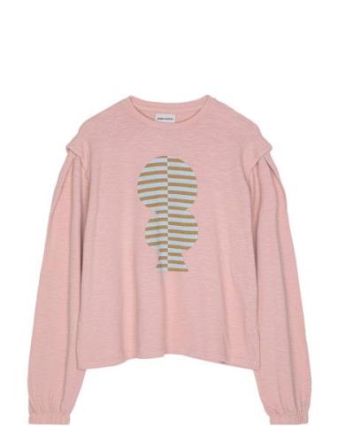 Striped Mold Puff Sleeve T-Shirt Pink Bobo Choses