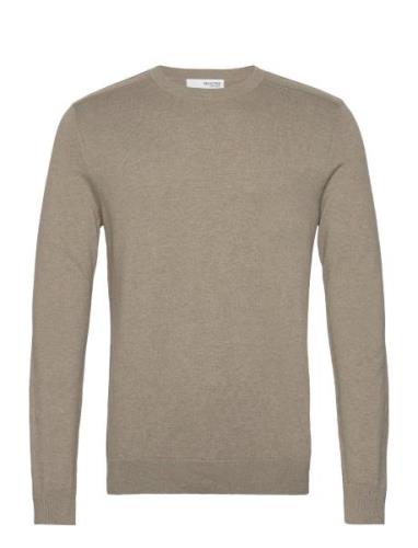 Slhberg Crew Neck Noos Khaki Selected Homme