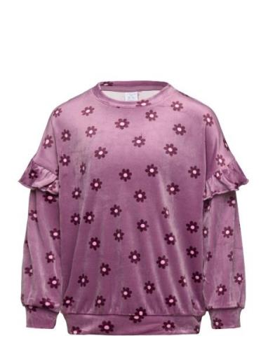 Sweater Velour Aop Purple Lindex