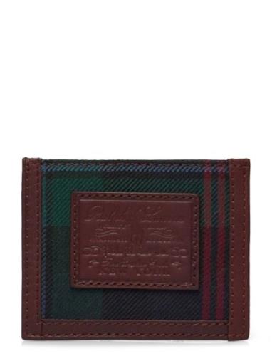 Heritage Plaid Wool & Leather Card Case Burgundy Polo Ralph Lauren