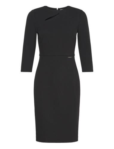 Scuba Crepe Half Sleeve Dress Black Calvin Klein