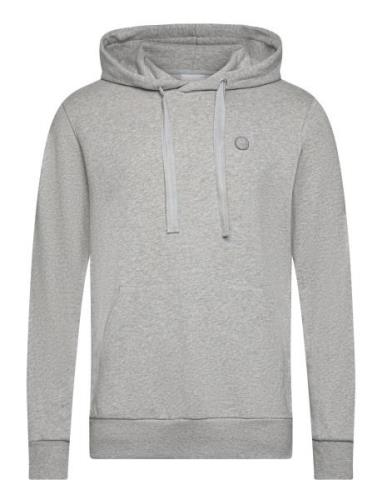 Arvid Basic Hood Badge Sweat - Gots Grey Knowledge Cotton Apparel