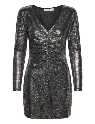 Pursed Sequined Dress Silver Mango