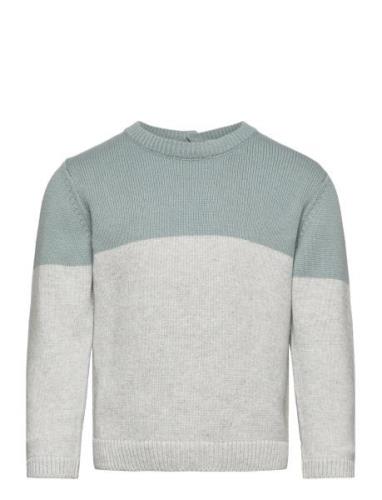 Contrasting Knit Sweater Grey Mango