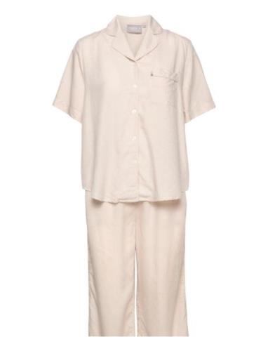Arianna Lyocell/Viscose Jacquard Dot Pajama Set Beige Lexington Home
