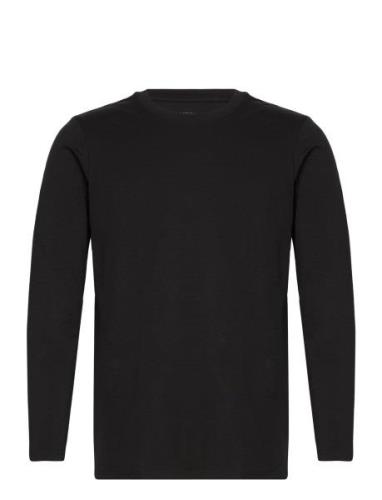 Men's O-Neck L/S T-Shirt, Cotton/Stretch Black NORVIG