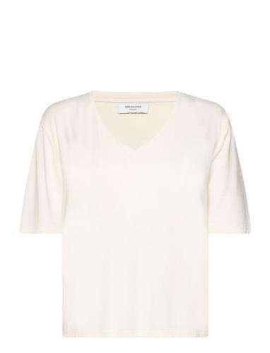 Rwbiarritz Ss V-Neck T-Shirt White Rosemunde