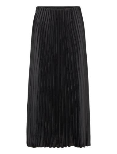 Satin Pleated Skirt Black Mango