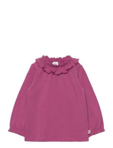 Cozy Me Frill Collar L/S T Baby Pink Müsli By Green Cotton