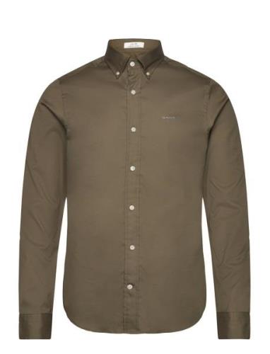 Slim Pinpoint Oxford Shirt Khaki GANT