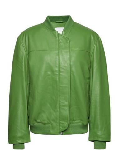 Leather Bomber Jacket Green REMAIN Birger Christensen