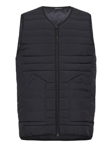 Go Anywear? Quilted Padded Zip Vest Black Knowledge Cotton Apparel