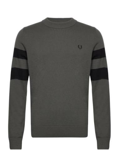 Tipped Sleeve Jumper Green Fred Perry