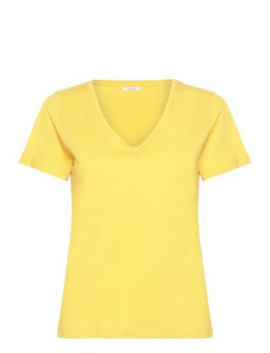 Crnaia Deep V-Neck T-Shirt Yellow Cream