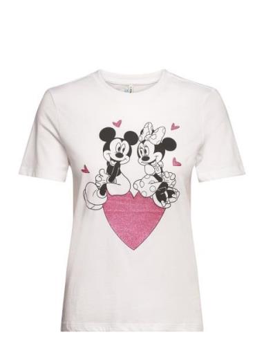 Onlmickey Life Reg S/S Valentine Top Jrs White ONLY
