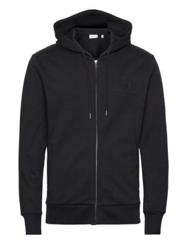 Reg Tonal Shield Full Zip Hoodie Black GANT