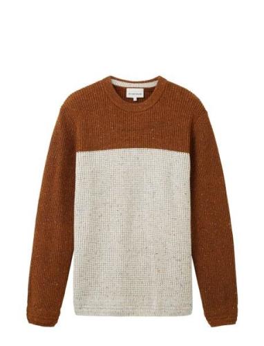 Nep Structured Crewneck Knit Brown Tom Tailor