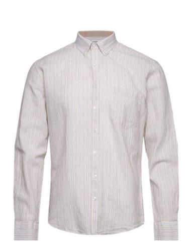 Striped Cotton/Linen Shirt L/S Cream Lindbergh