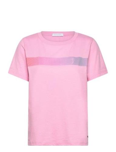 T-Shirt With Gradient Stripe - Mid Pink Coster Copenhagen