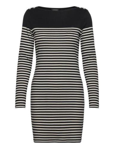 Striped Cotton Boatneck Dress Black Lauren Ralph Lauren