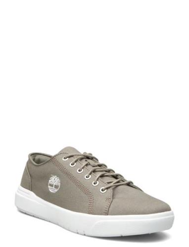 Seneca Bay Low Lace Up Sneaker Light Taupe Canvas Green Timberland