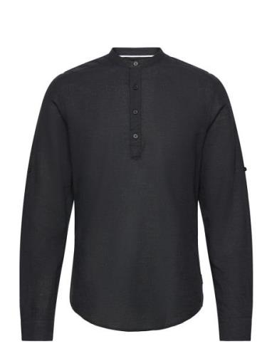 Onscaiden Ls Halfplackt Linen Shirt Noos Black ONLY & SONS