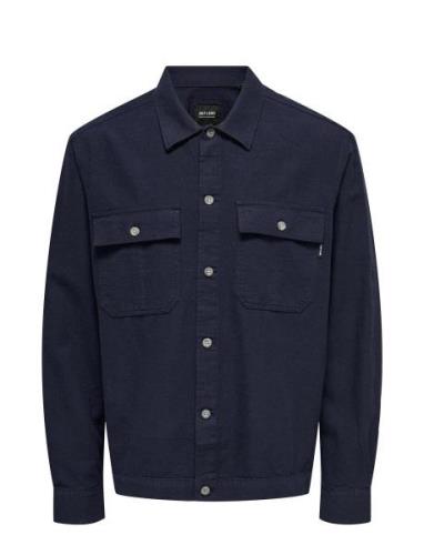 Onskennet Ls Linen Overshirt Noos Navy ONLY & SONS