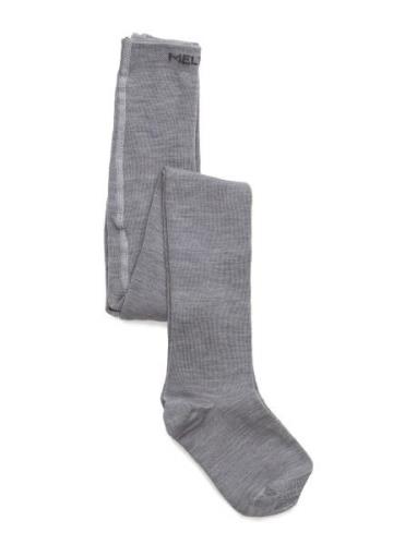 Wool/Cotton Tights Grey Melton