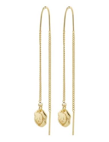 Jola Recycled Long Chain Earrings Gold Pilgrim