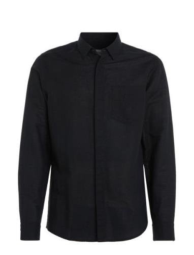 Linen Cotton Regular Shirt Black Calvin Klein