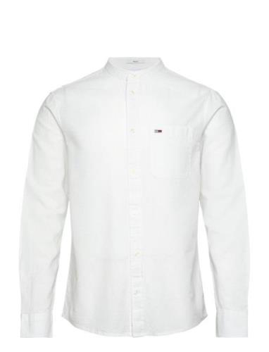 Tjm Reg Mao Linen Blend Shirt White Tommy Jeans