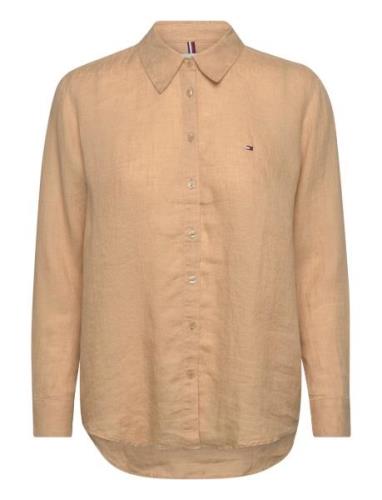 Linen Relaxed Shirt Ls Brown Tommy Hilfiger
