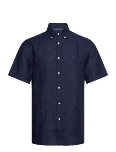 Pigment Dyed Linen Rf Shirt S/S Navy Tommy Hilfiger