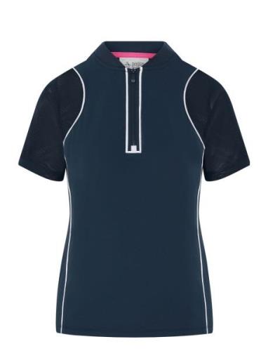 Zip Front Top With Mesh Sleeves & Piping Navy Original Penguin Golf