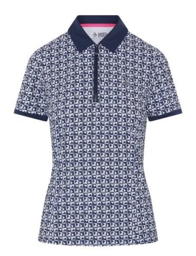 Geo Printed Polo With Mesh Back Insert Navy Original Penguin Golf