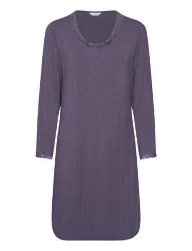 Bamboo Long Sleeve Nightdress With Purple Lady Avenue