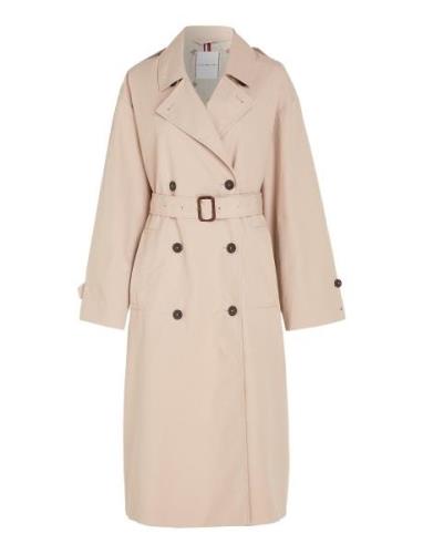 Cotton Relaxed Trench Beige Tommy Hilfiger