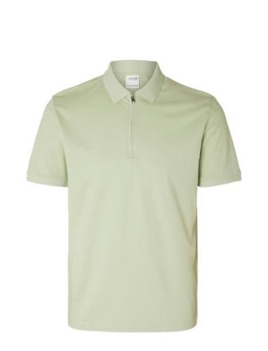 Slhfave Zip Ss Polo Noos Green Selected Homme