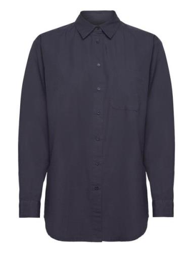 Gaia Shirt Poplin Navy Moshi Moshi Mind