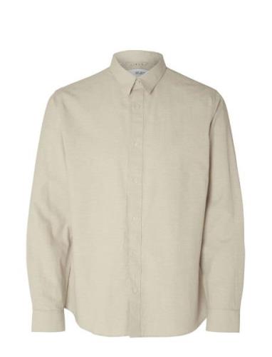 Slhregnew-Linen Shirt Ls Classic W Beige Selected Homme