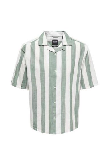 Onstes Rlx Ctn Slub Stripe Ss Shirt Green ONLY & SONS