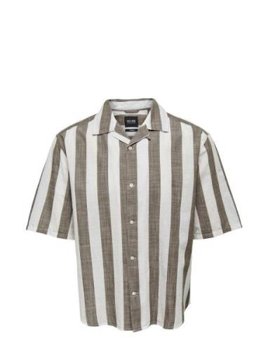 Onstes Rlx Ctn Slub Stripe Ss Shirt Noos Green ONLY & SONS