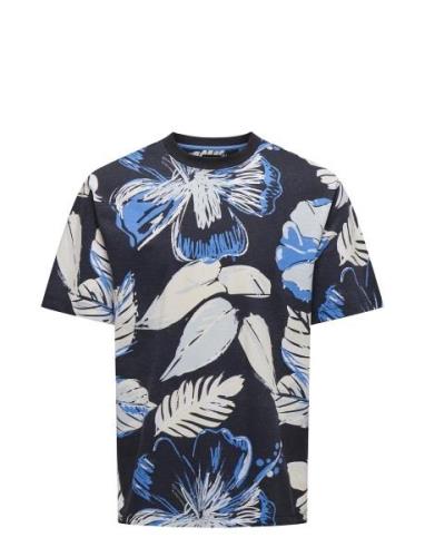 Onsarthuer Rlx Sage Leaf Aop Ss Tee Navy ONLY & SONS