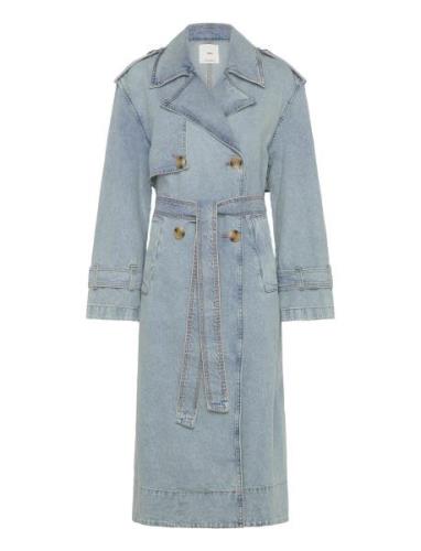 Double Breasted Denim Trench Blue Mango