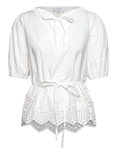 Cotton Blouse W/ Embroidery White Rosemunde