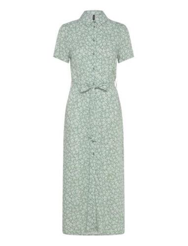 Vmeasy Joy S/S Long Shirt Dress Wvn Ga Green Vero Moda