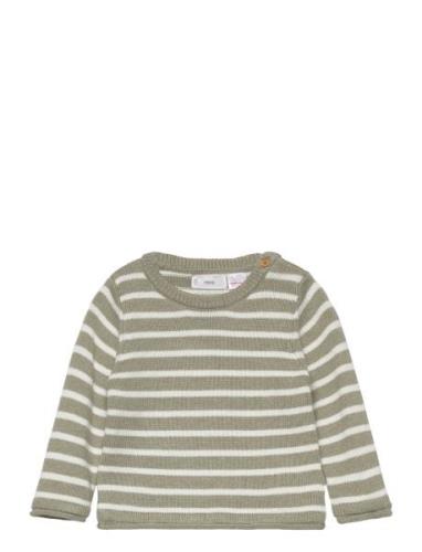 Striped Cotton-Blend Sweater Green Mango