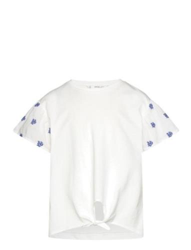 Embroidered Short Sleeve T-Shirt White Mango