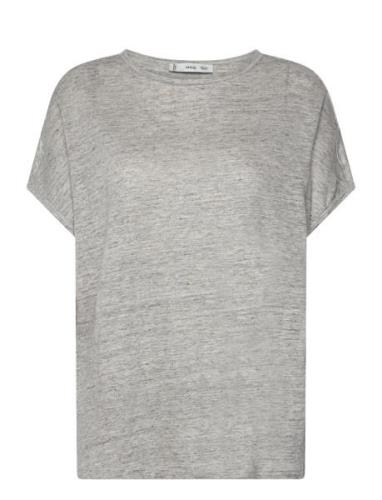 100% Linen T-Shirt Grey Mango