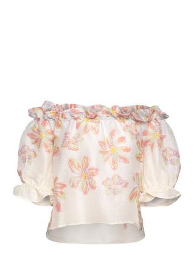 Elma Off Shoulder Silk Blend Blouse Cream Malina